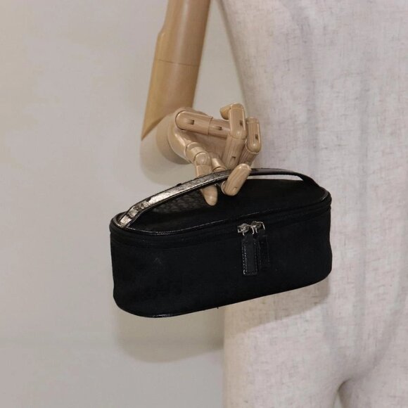 Christian Dior Trotter Canvas Vanity Pouch Black Silver Auth yk19248 - Picture 3 of 16